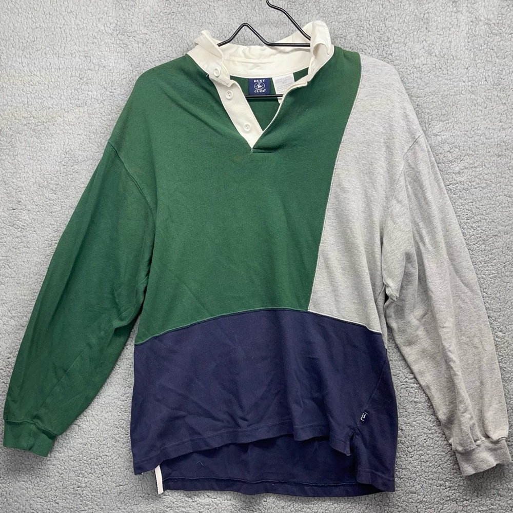 Vintage Hunt Club color block Henley sweater size XL Runs small